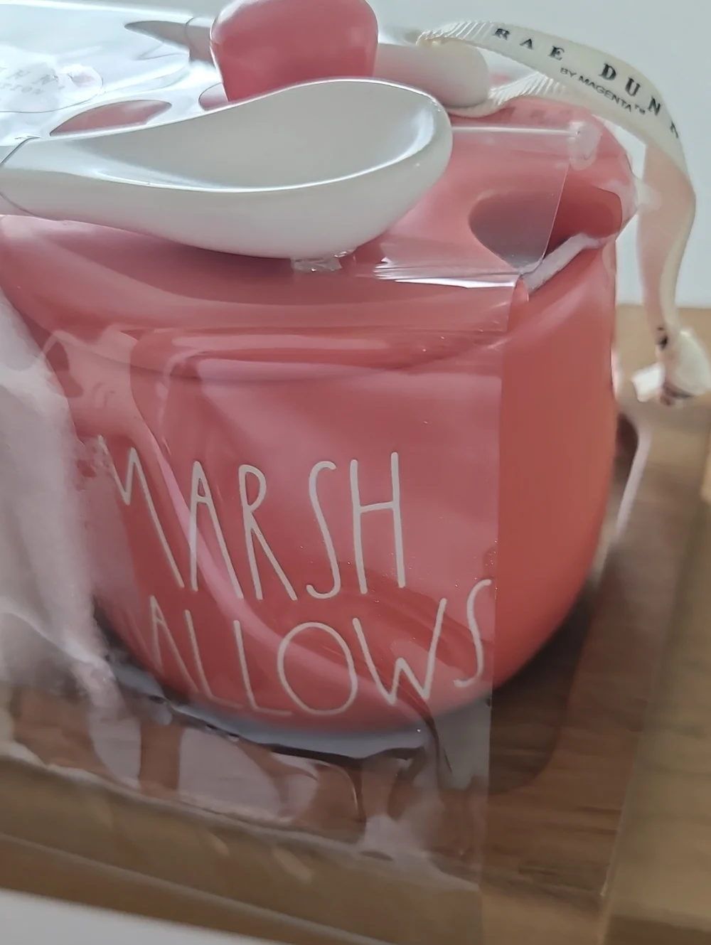 Rae Dunn Yellow Sprinkles & Coral Marshmallows Ceramic Jars with Spoons